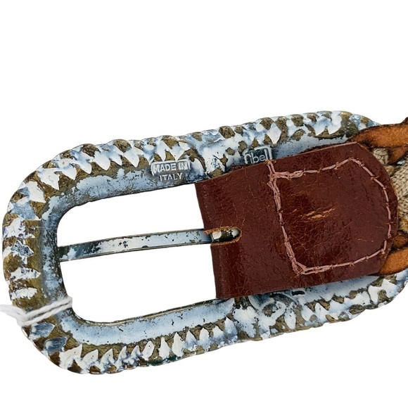 FIBEL Made in Italy Woven Leather Belt w Heavy Metal Buckle main image 4